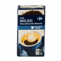 Café molido mezcla descafeinado Carrefour 250 g.