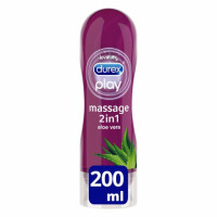 Gel de masaje erótico y lubricante estimulante con aloe vera Play Massage 2 en 1 Durex 200 ml.
