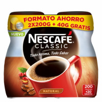 Café soluble natural Classic Nescafé pack 2 unidades 200 g.