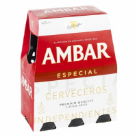 Cerveza Ambar Lager especial pack de 6 botellas de 25 cl.