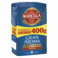 Café molido mezcla descafeinado Gran Aroma Marcilla 400 g.