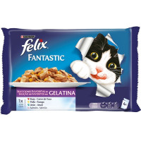 FELIX Fantastic comida húmeda para gatos selecciones favoritas en gelatina 4 sobres 85 g FELIX Fantastic comida húmeda para gatos selecciones favoritas en gelatina 4 sobres 85 g