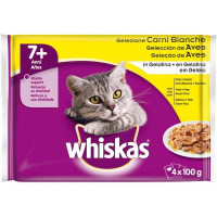 WHISKAS comida húmeda en gelatina para gatos senior selección de aves 4 sobres 85 g WHISKAS comida húmeda en gelatina para gatos senior selección de aves 4 sobres 85 g
