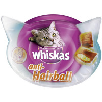 WHISKAS Anti-Hairball snacks para gatos con pollo tarrina 60 g