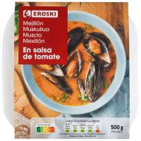 Mejillón cocido con salsa de tomate EROSKI, tarrina 500 g Mejillón cocido con salsa de tomate EROSKI, tarrina 500 g
