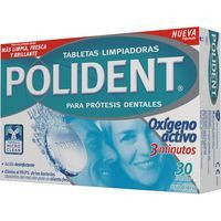 Tableta especial dentaduras postizas POLIDENT, caja 30 uds.