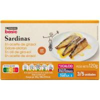 Sardina en aceite de girasol EROSKI BASIC, lata 115 g Sardina en aceite de girasol EROSKI BASIC, lata 115 g