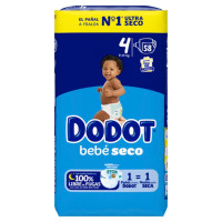 Pañal DODOT bebé seco Talla 4 58 u Pañal DODOT bebé seco Talla 4 58 u