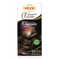 Chocolate VALOR 70% negro 0% azúcares añadidos 125g