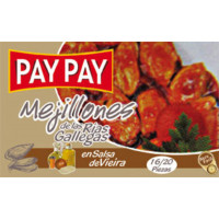 Mejillones Pay-Pay en salsa de vieira fácil apertura 14-18 piezas 70 g Mejillones Pay-Pay en salsa de vieira fácil apertura 14-18 piezas 70 g