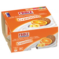 Yogur FROIZ cremoso galleta, plátano y naranja 4x120 g Yogur FROIZ cremoso galleta, plátano y naranja 4x120 g