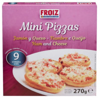 Mini pizzas FROIZ jamón y queso 9 u 270 g Mini pizzas FROIZ jamón y queso 9 u 270 g