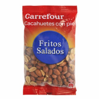 Cacahuetes fritos y salados con piel Classic Carrefour 200 g.