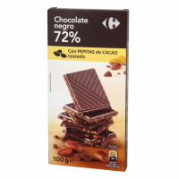 Chocolate negro 72% con pepitas de cacao tostadas caramelizadas CARREFOUR Original 100 g.