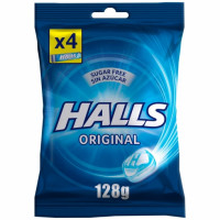 Caramelos sabor eucalipto mentolado sin azúcar HALLS 4 paquetes de 32 g.