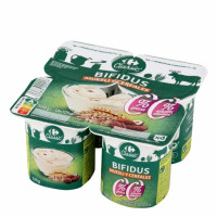 Bífidus desnatado con muesli y cereales Classic´ CARREFOUR sin azúcar añadido pack de 4 unidades de 125 g.