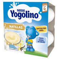 Postre lácteo de natillas desde 6 meses Nestlé Yogolino sin gluten pack de 4 unidades de 100 g.