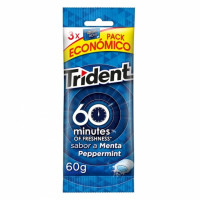 Chicle menta sin azúcar 60 minutos TRIDENT pack de 3 unidades de 22 g.