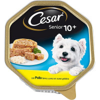 CESAR Senior 10+ comida húmeda para perros senior con pollo y arroz tarrina 150 g