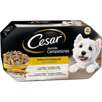 CESAR Recetas Campesinas selección comida húmeda para perros pack con pavo y buey tarrina 150 g con pollo tarrina 150 g con cordero tarrina 150 g con buey tarrina 150 g
