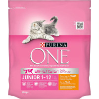 PURINA ONE Junior pienso para gatos cachorros con pollo y cereales integrales envase 450 g