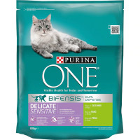 PURINA ONE Delicate Sensitive pienso para gatos adultos con pavo y arroz envase 800 g