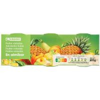 Frutas variadas en almíbar EROSKI, pack 3x115 g