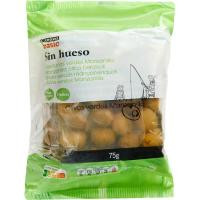 Aceitunas verdes sin hueso EROSKI basic, pack 3x75 g