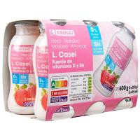 Lcasei 0% fresa EROSKI, pack 6x100 ml