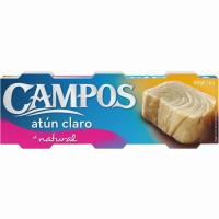 Atún claro natural CAMPOS, pack 3x56 g