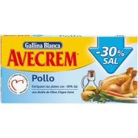 Caldo de pollo natural -30% sal AVECREM, caja 10 unid.