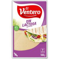 Queso tierno sin lactosa EL VENTERO, lonchas, bandeja 140 g
