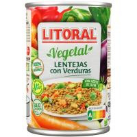 Lentejas con verduras LITORAL, lata 430 g