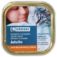 Paté de pollo para gato EROSKI, lata 100 g