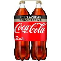 Refresco de cola sin cafeína COCA COLA Zero, pack 2x2 litros