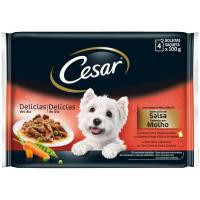 Delicias en salsa sabores para perro CESAR, pack 4x100 g