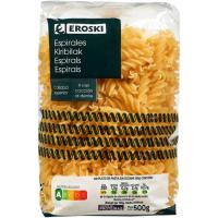 Pasta de espirales EROSKI, paquete 500 g