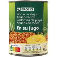 Piña en rodajas en su jugo EROSKI, lata 340 g