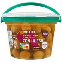 Aceitunas sabor manzanilla EROSKI, tarrina 300 g