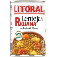 Lentejas a la riojana LITORAL, lata 425 g