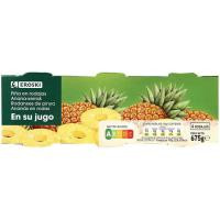 Piña en rodaja en su jugo EROSKI, pack 3x137 g