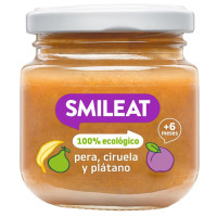 Tarrito SMILEAT pera, ciruela y plátano ecológico 130 g