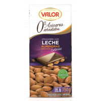 Chocolate VALOR leche y almendras 0% azúcares añadidos 150 g